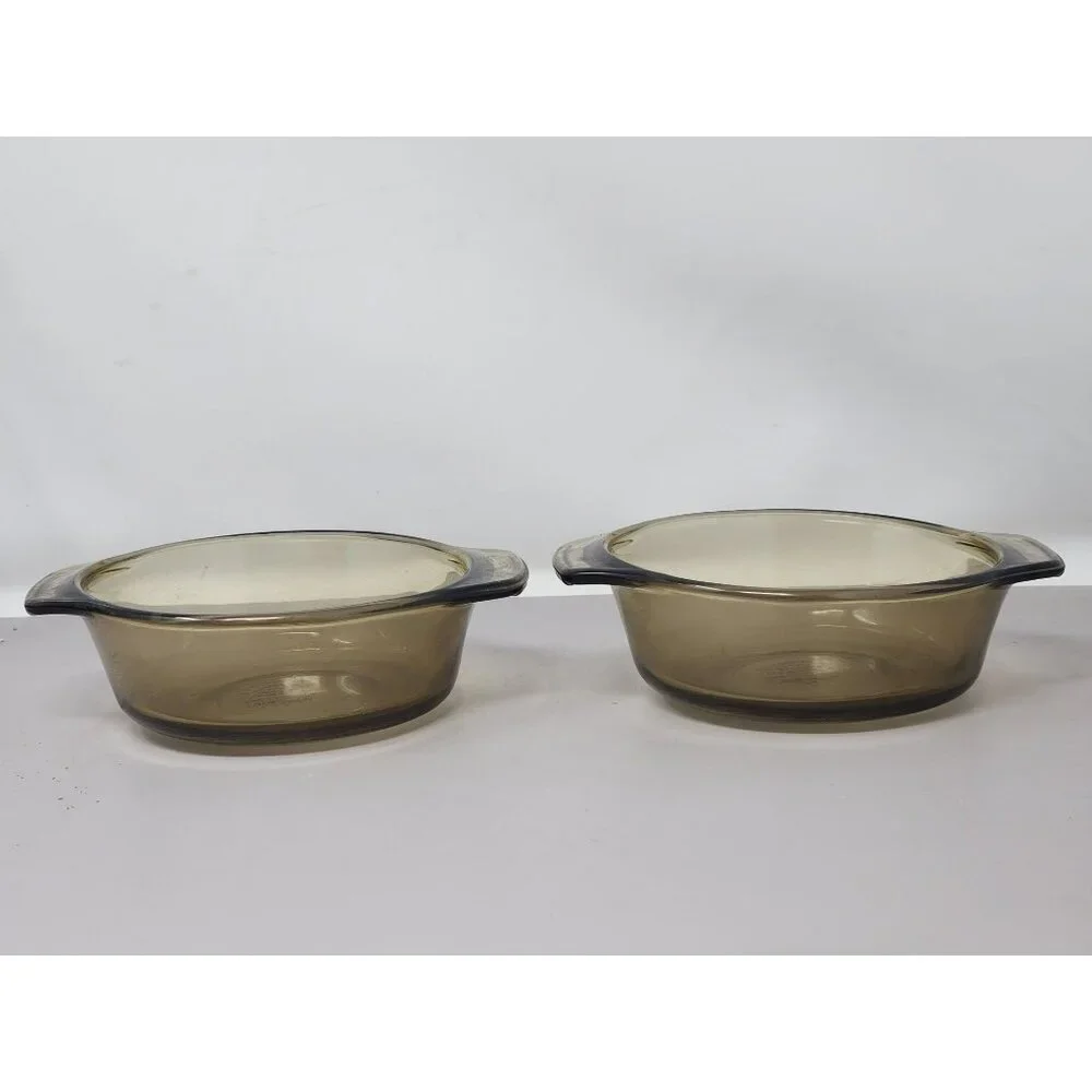 Vintage‎ Lovenware Amber Glass Casserole Dishes & Bowls Set Of 4 With Handles